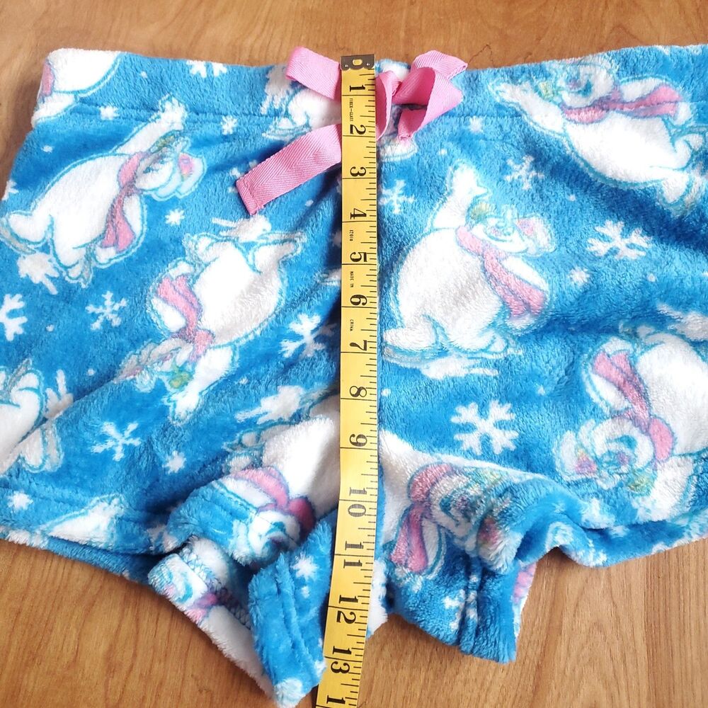 Christmas Pajama Sleep Shorts Womens XL Lot of 4 Fuzzy Soft Peanuts Frosty Elf - Picture 7 of 8